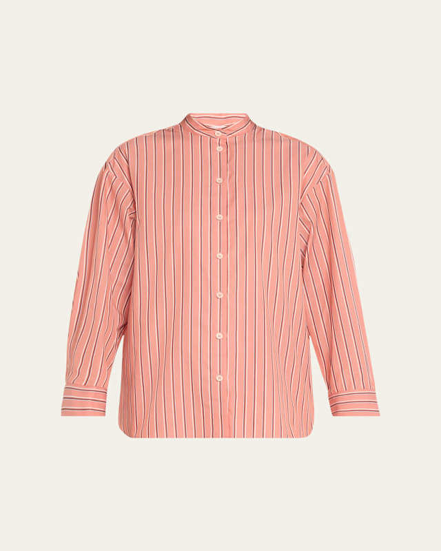 Bonheur Striped Cotton Sleep Shirt